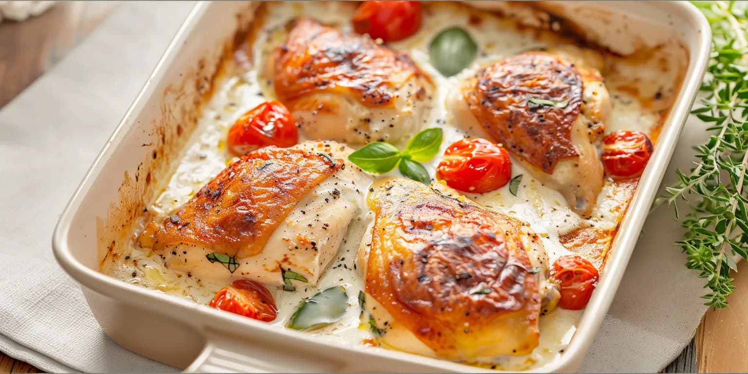 Krämig kyckling i ugn med parmesan och soltorkad tomat – enkel festmiddag från Bakstunden