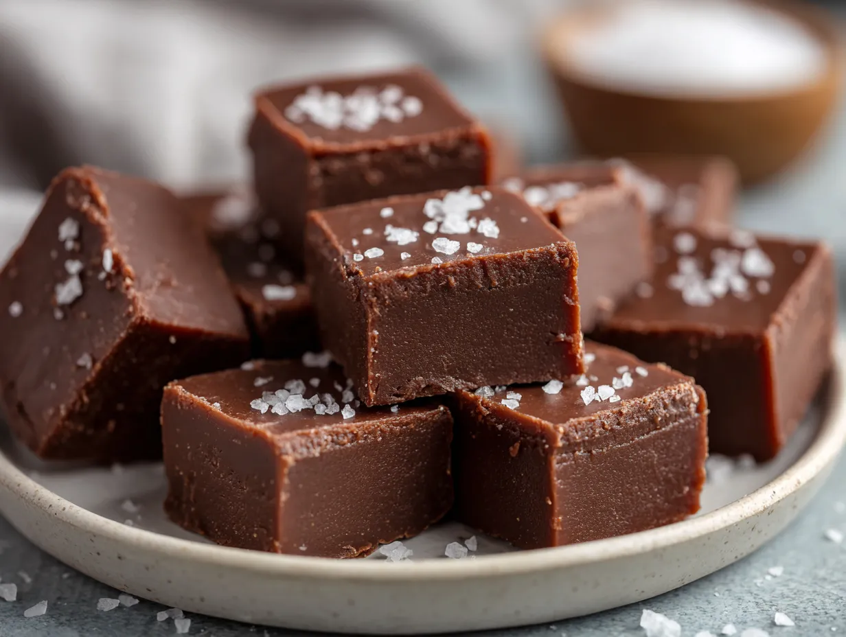 Enkla fudge med kondenserad mjölk skurna i bitar med krämig och mjuk konsistens.