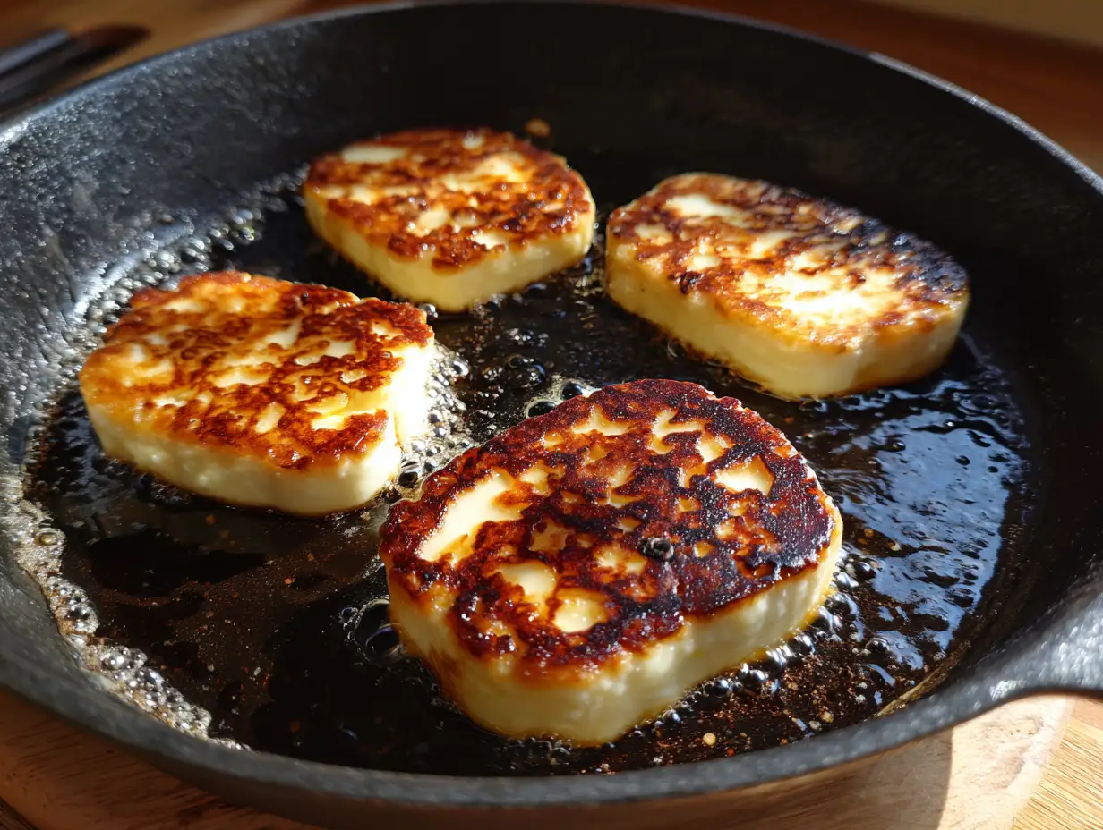 grillad spetskål halverad med tydliga grillfärger och mörka kanter, misodressing och sesamfrön på toppen