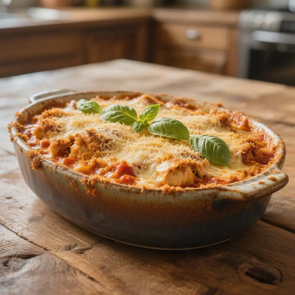 Krämig ugnsform med kyckling, tomat och ost