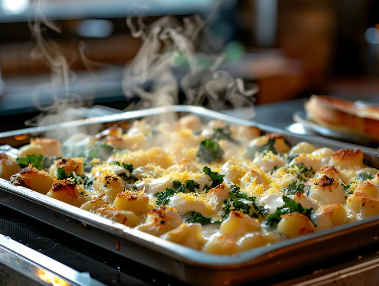 Krämig gnocchiplåt med kycklingfärs