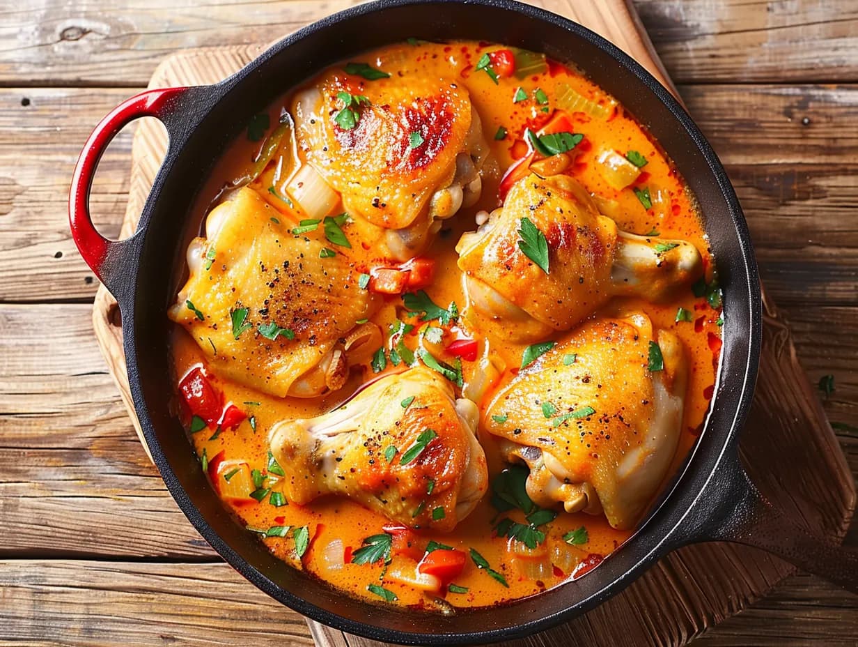 En djup tallrik fylld med mjuka kycklingfärsbullar i tomatsås toppad med färsk basilika och serverad med pasta.