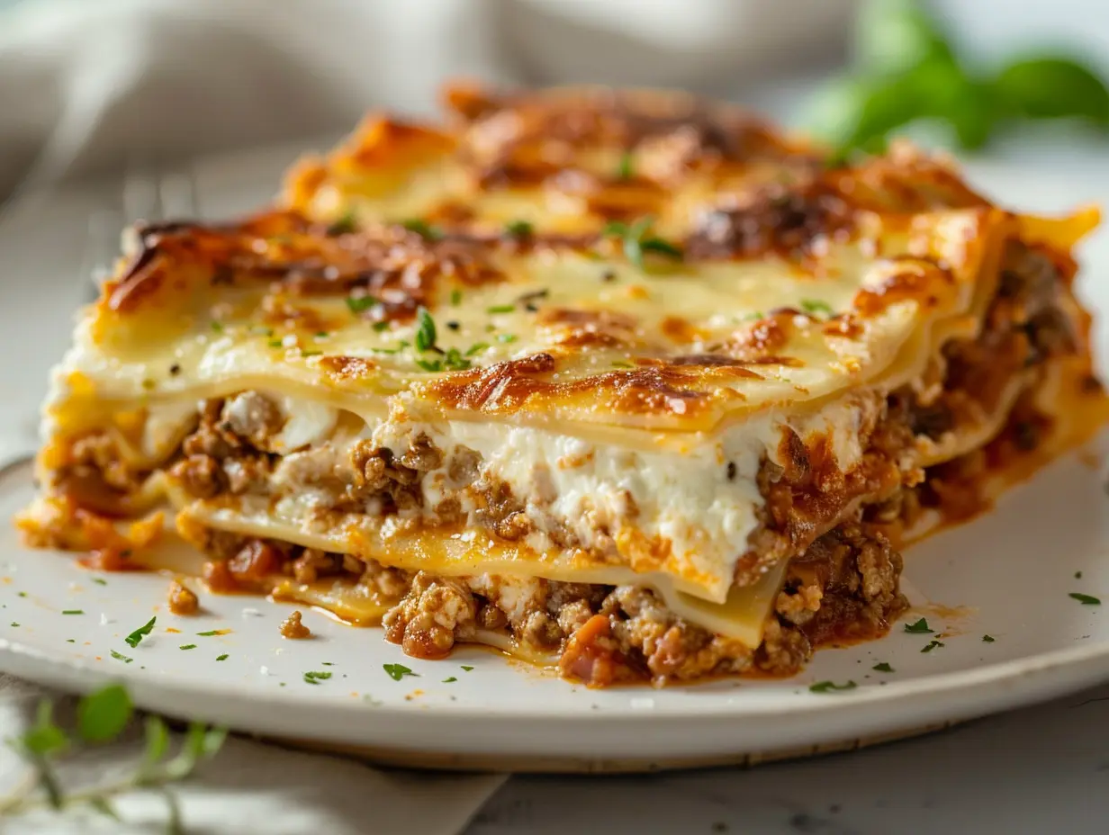 Klassisk lasagne med bechamelsås och riven parmesan