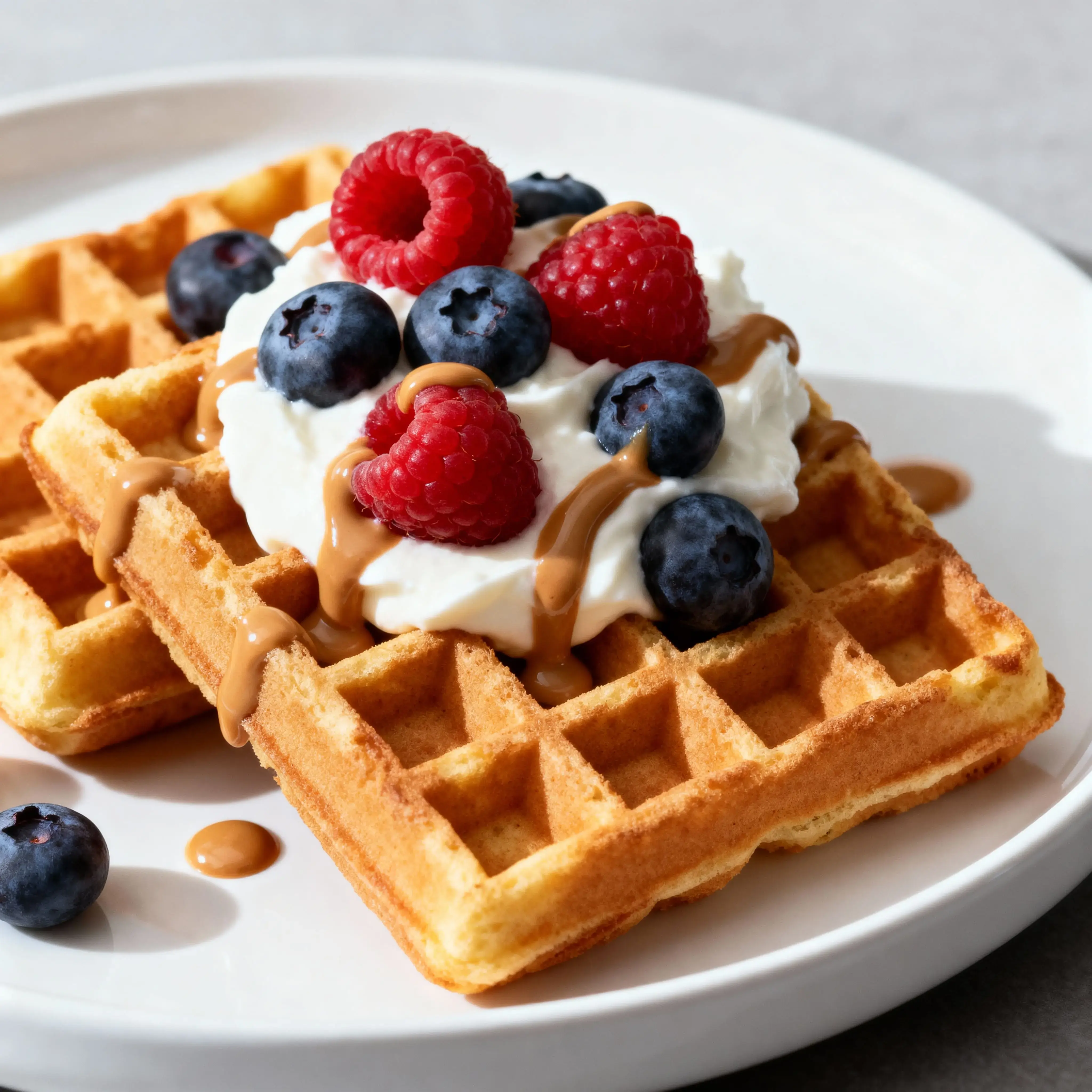 Proteinvåfflor recept med yoghurt och bär