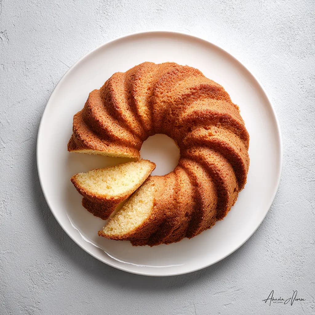 Världens saftigaste sockerkaka med vanilj, pudrad med florsocker på ett vackert fat.