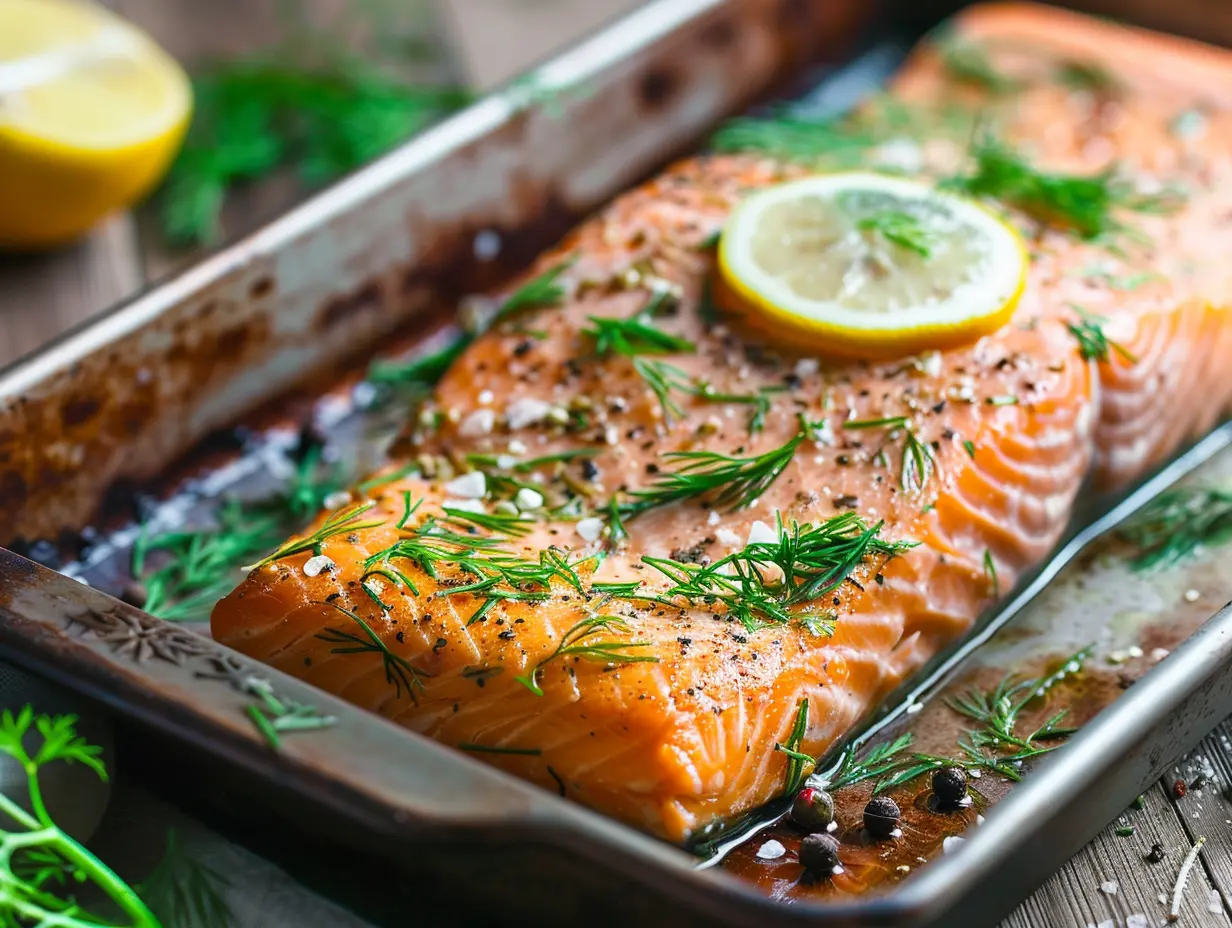 Ugnsbakad lax med citron och dill