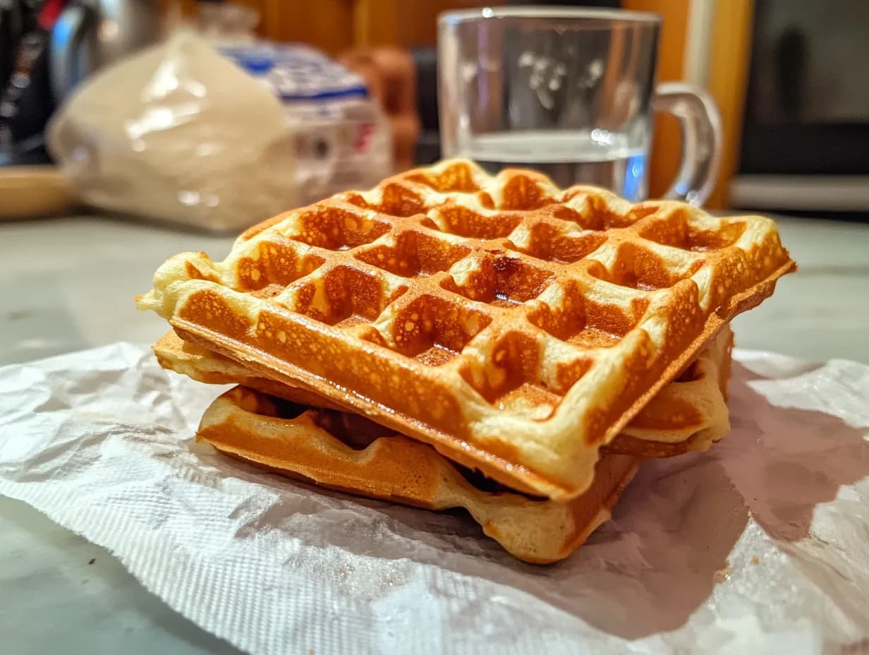 Tunna krispiga våfflor bakade på vatten.