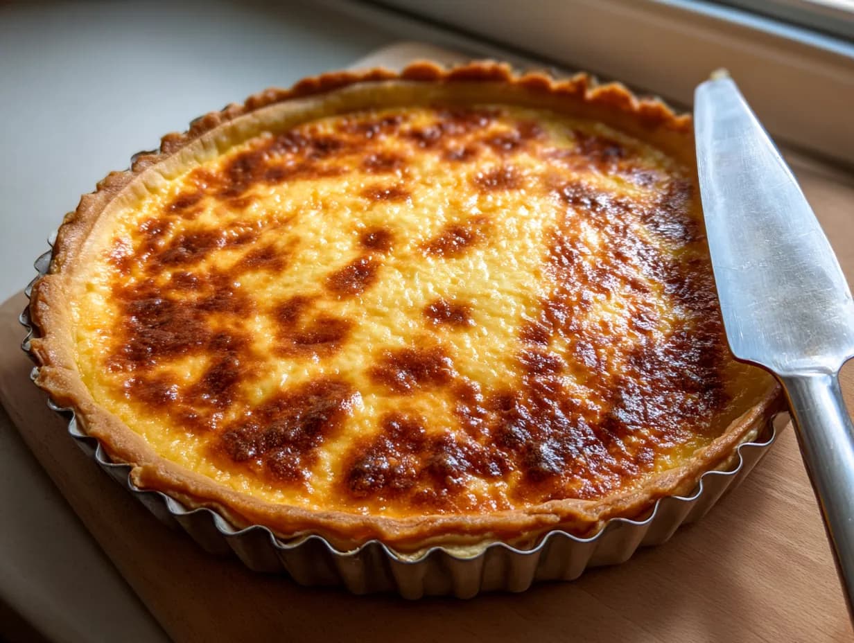 Västerbottenpaj recept godaste nybakad i pajform med gyllenbrun krämig yta, naturligt fönsterljus