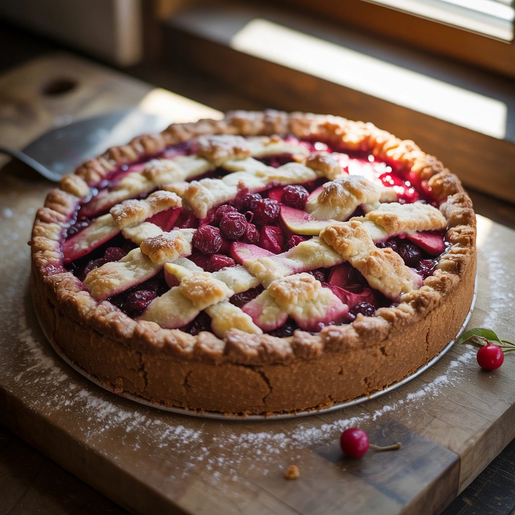 Äppelpaj med lingon