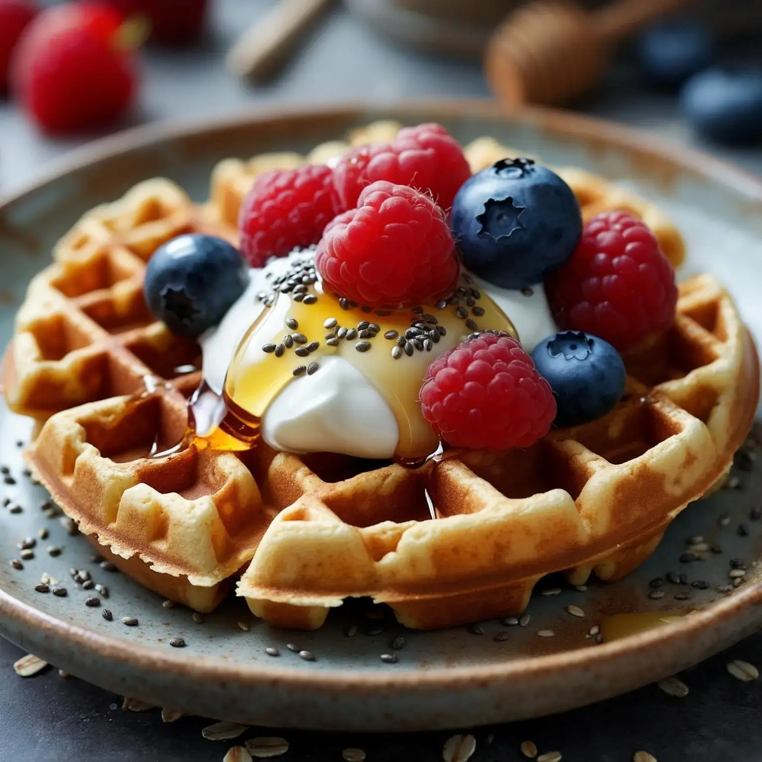 Havrevåfflor recept med yoghurt och bär