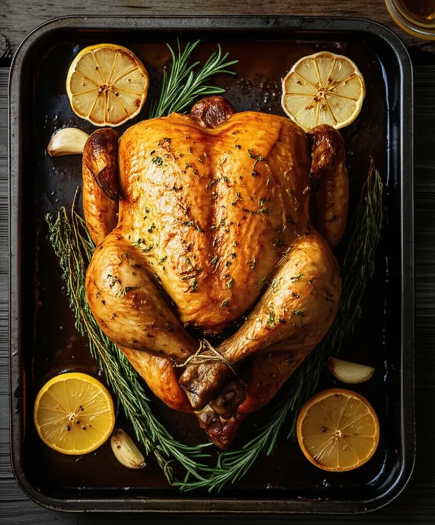 Hel ugnsrostad kyckling med citron och örter