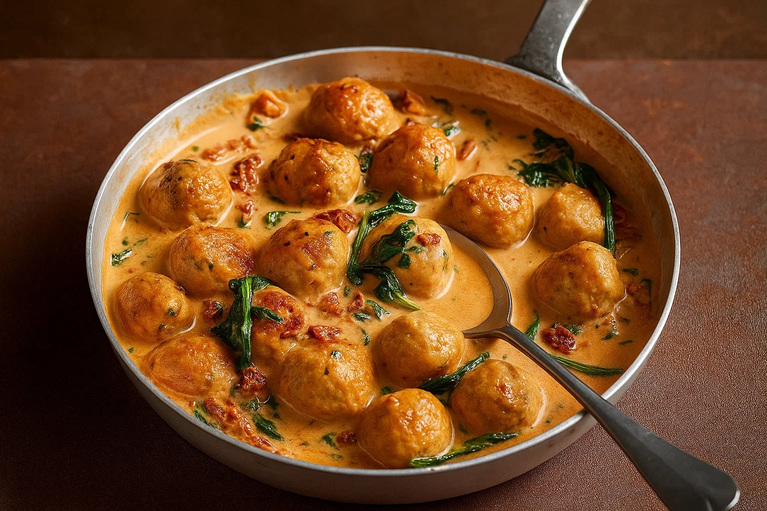 Italienska kycklingköttbullar i gräddig sås