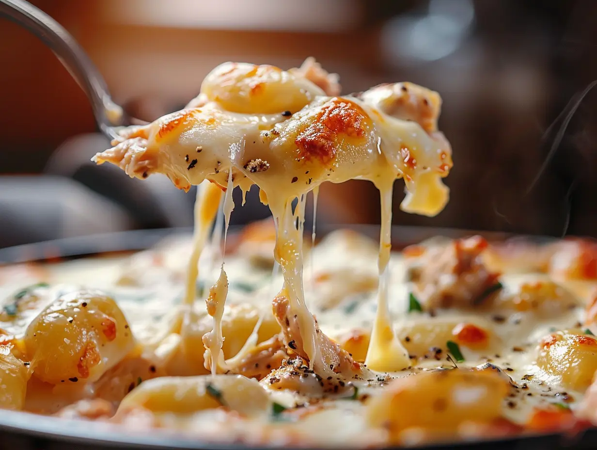 Krämig gnocchigratäng med kycklingfärs