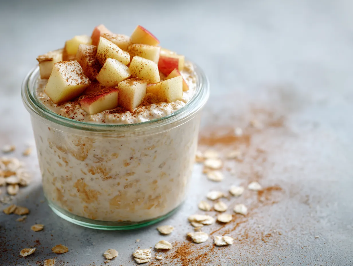 Overnight oats utan chiafrön med äpple och kanel – enkel krämig frukost i glas.