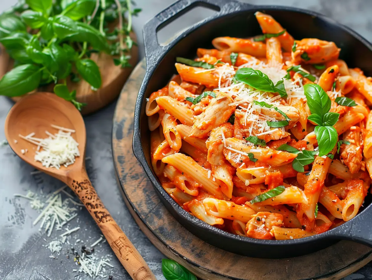 Krämig pasta med salsiccia, spenat och vitt vin