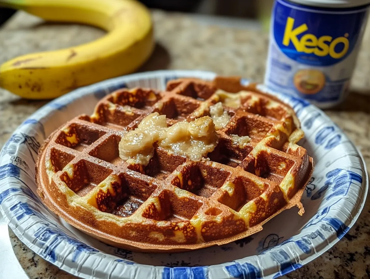 Saftiga bananvåfflor med kvarg och bär.