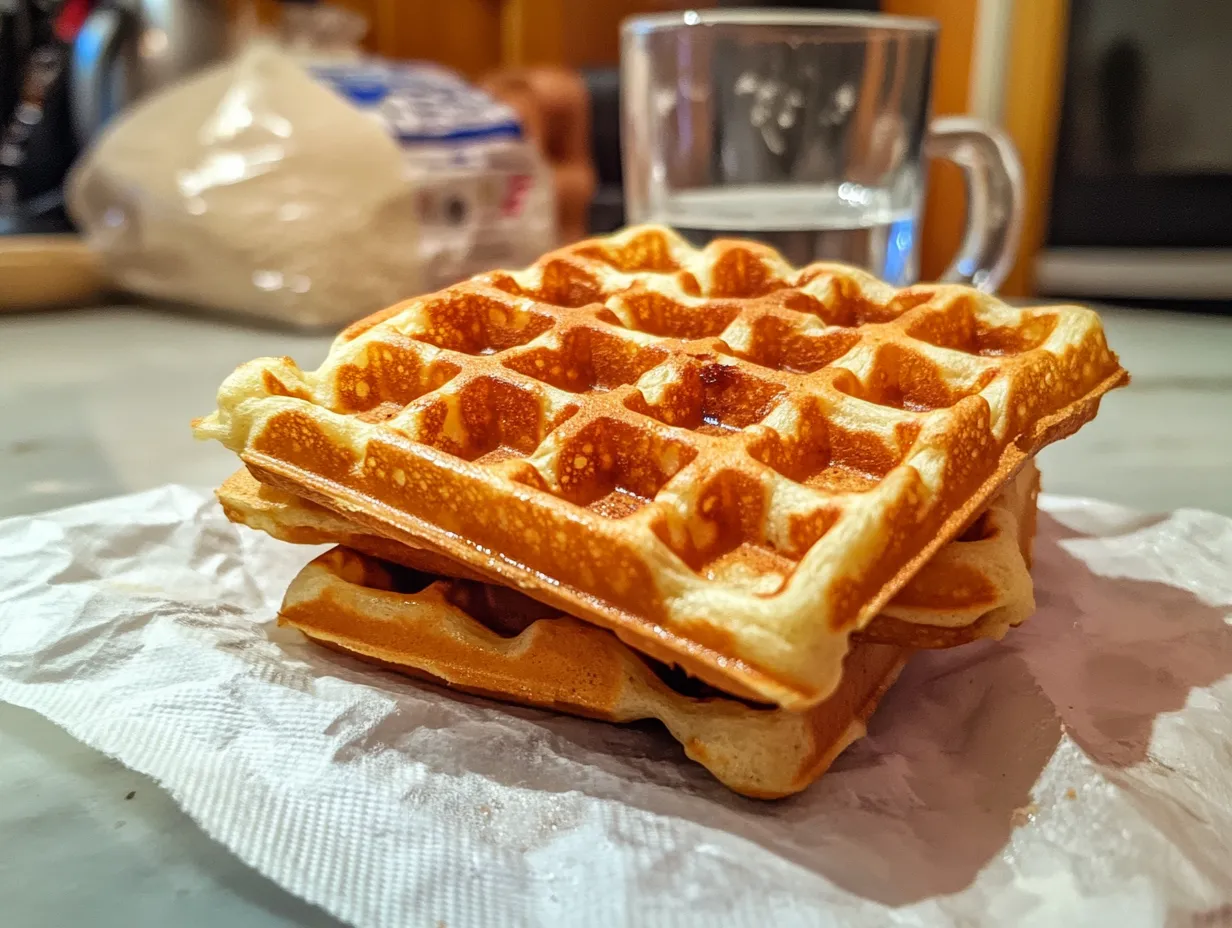 Tunna krispiga våfflor bakade på vatten.