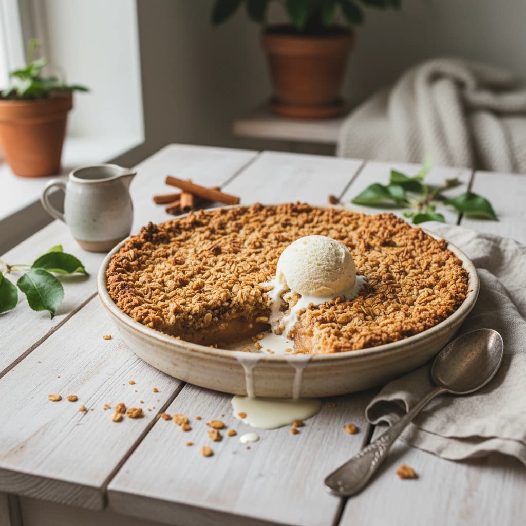 Äppelpaj med havregryn och kanel