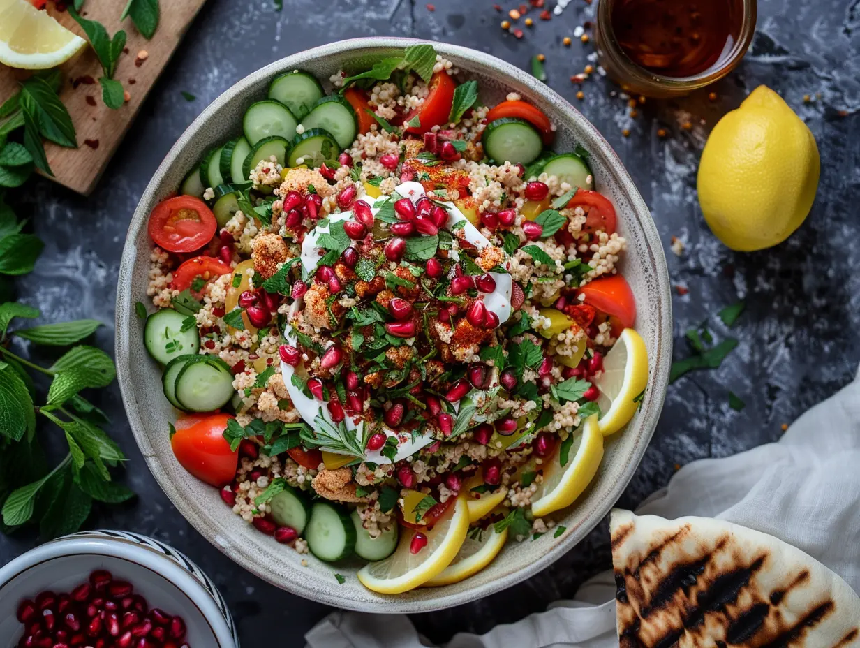 Libanesisk bulgursallad med kycklingfärs