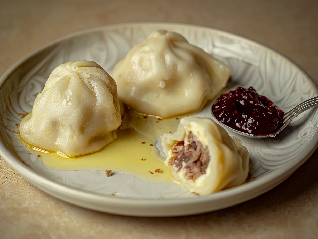 Pitepalt serverad med smält smör och lingonsylt på traditionellt vis