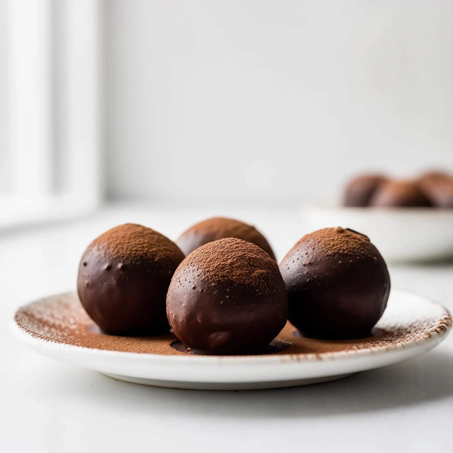 Chokladbollar utan havregryn rullade i kakao