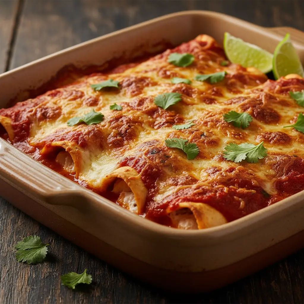 Kycklingenchiladas med ost i ugnsform
