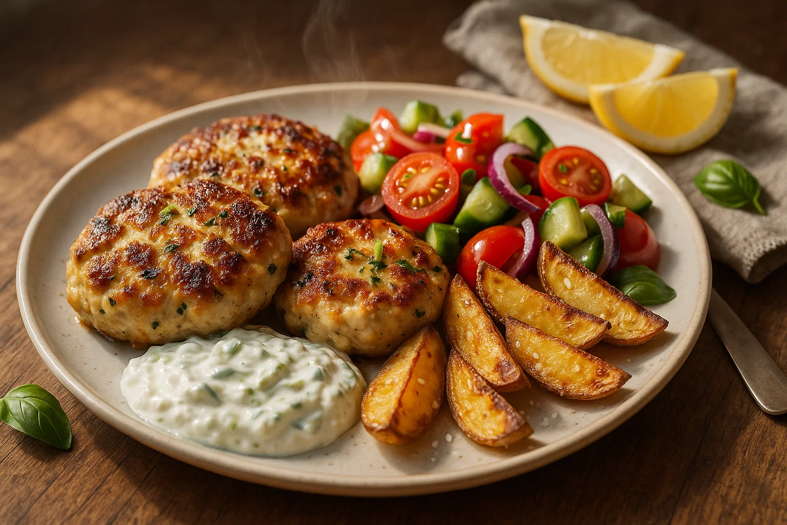 Kycklingfärsbiffar med vitost och oregano