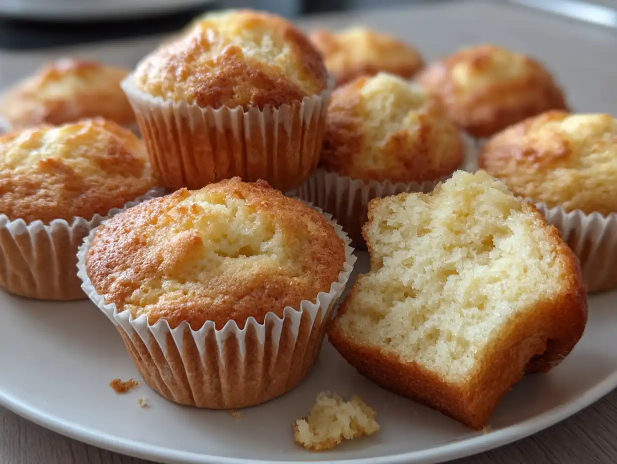muffins recept vanilj som nybakade i pappersformar med ljus gyllene topp och mjuk smula på enkelt köksbord hemma.