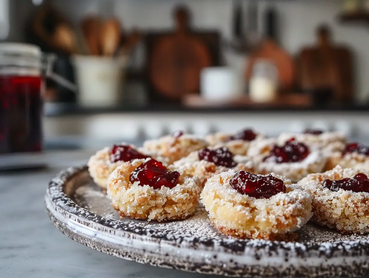 Recept kakor med hallonsylt och vaniljcrumb