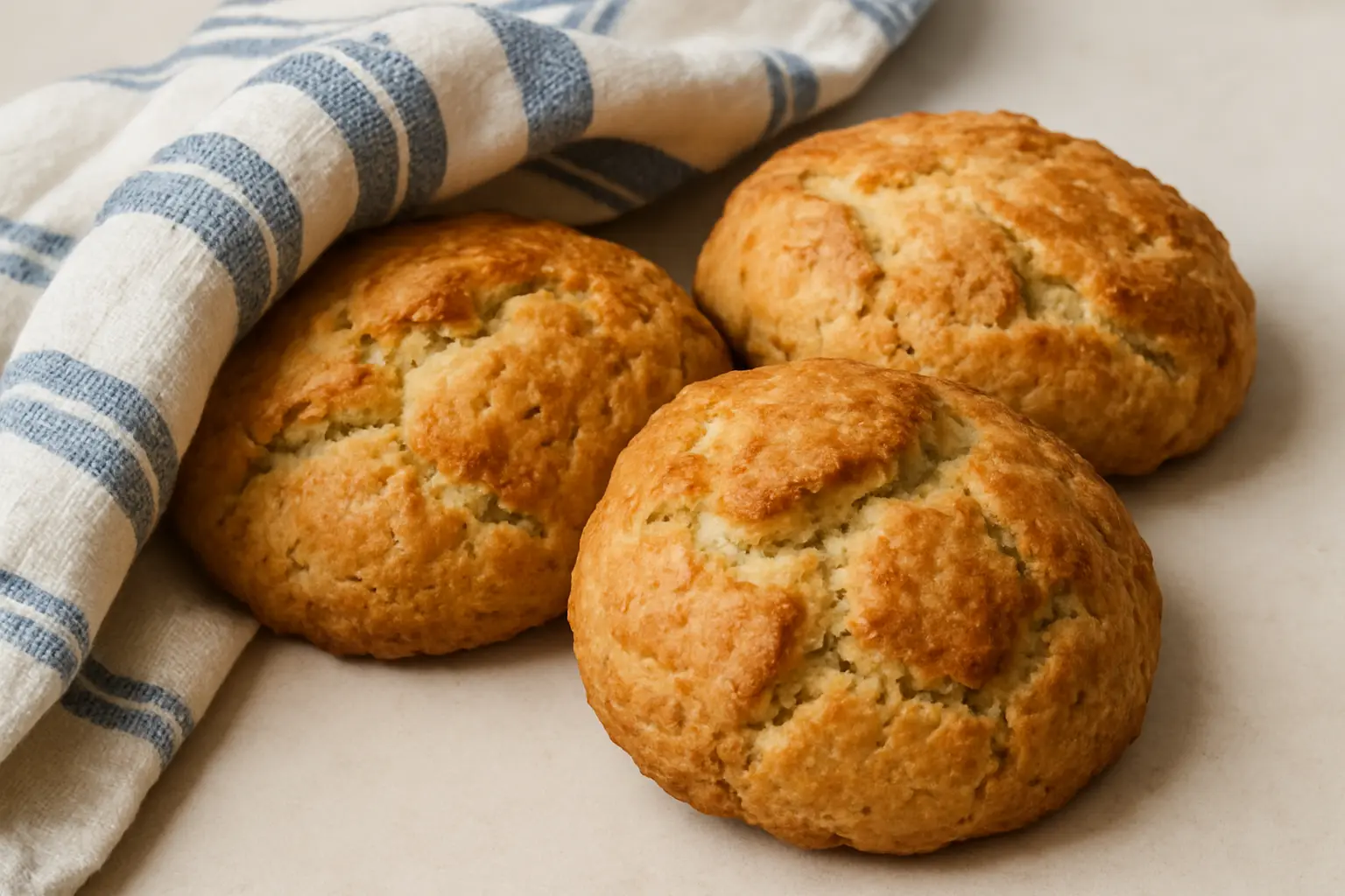 Scones med havregryn serverade varma på träbricka med smör och lemoncurd