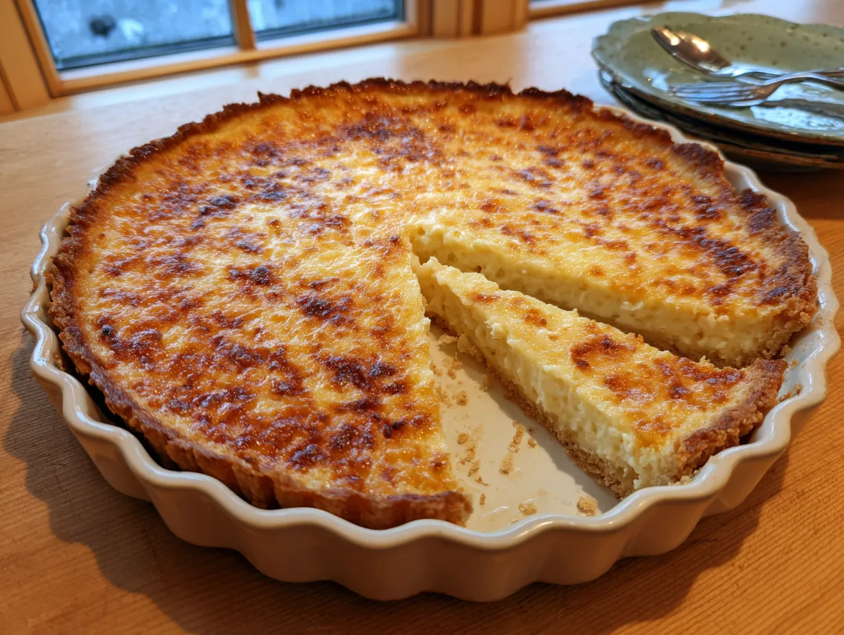 Västerbottenpaj glutenfri med gyllenbrun yta och krispigt pajskal i pajform, naturligt sidoljus