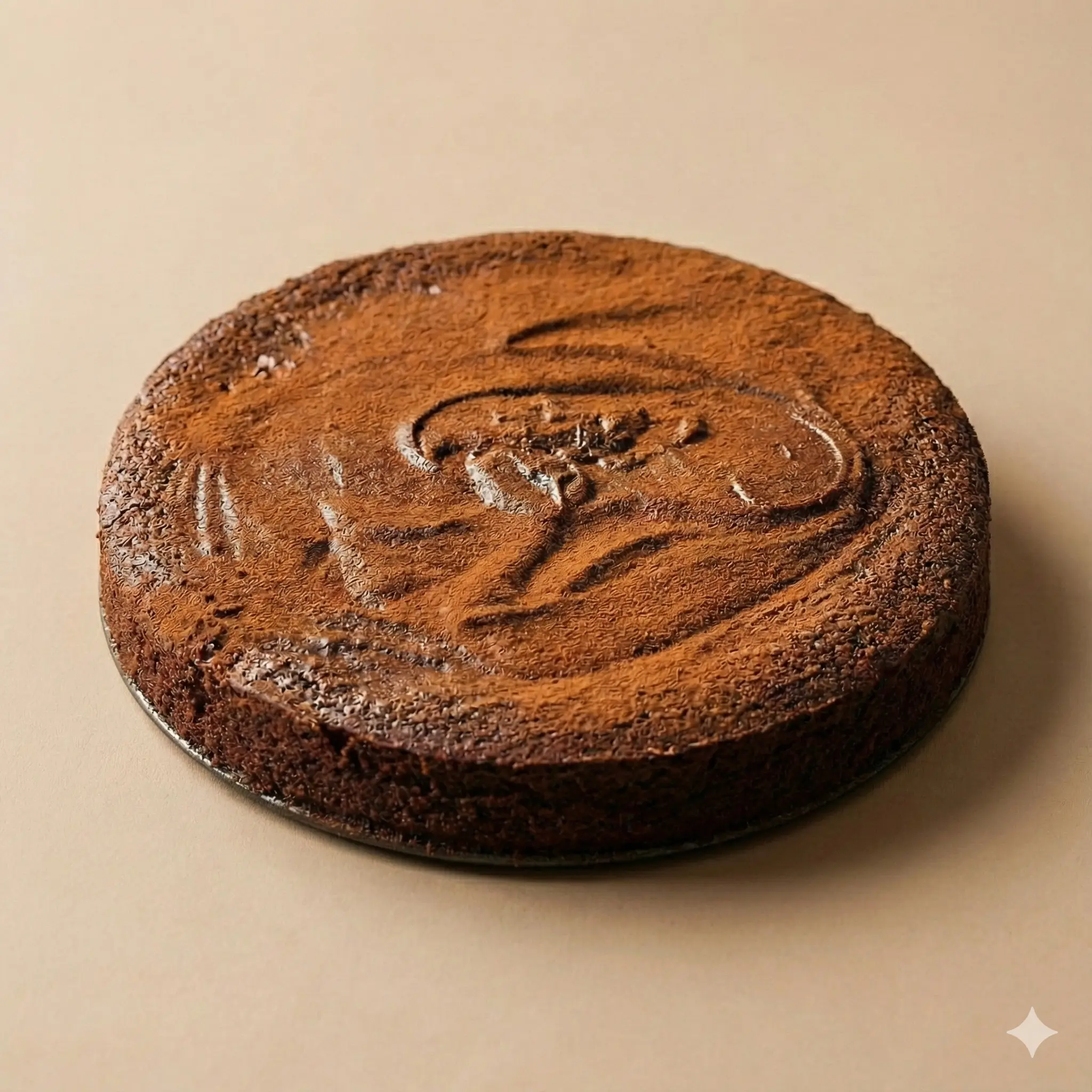 En nygräddad och ljuvligt kladdig vegansk kladdkaka toppad med florsocker och serverad med färska hallon på ett fat.