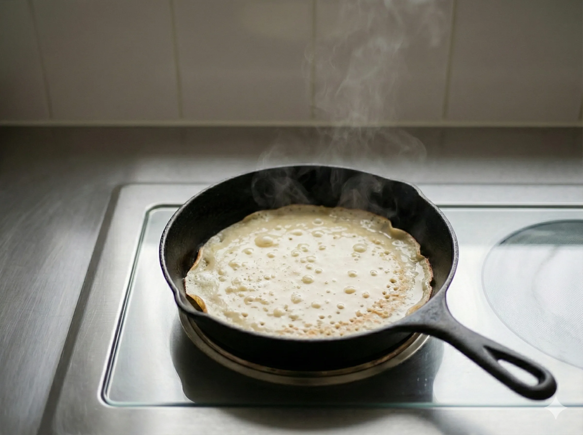 Stek pannkakor i stekpannan